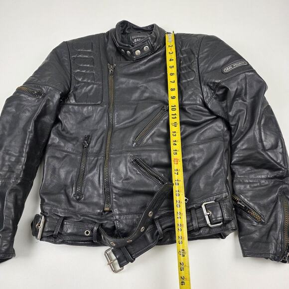 Drag Specialties Leather Motorcycle Jacket Mens 40 Black Biker Belted Zip Cuffs - Picture 4 of 13